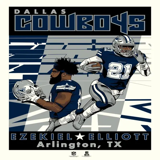 Phenom Gallery Ezekiel Elliott Dallas Cowboys Serigraph Print {2}
