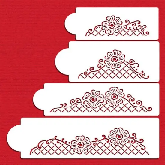 Floral Lace Netting Cake Stencil Set | C900 by Designer Stencils | Stencils for Royal Icing, Airbrush, Dusting Powder | {1}