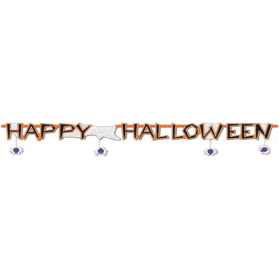 10" x 6' Happy Halloween Spiders Streamer Spooky Decoration Decal {1}