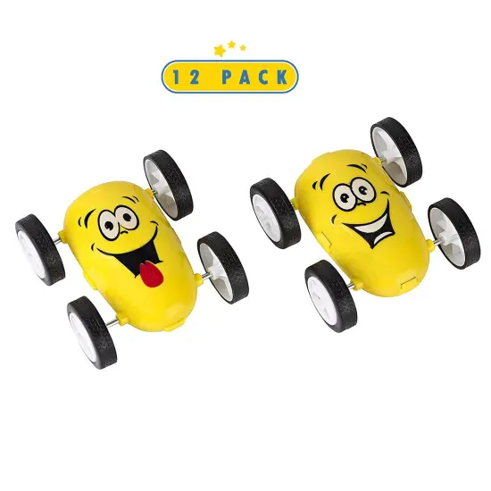 12 Pack Emoticon Party Favors Friction Stunt Cars - Car Novelties Emoticon Toys For Kids {4}