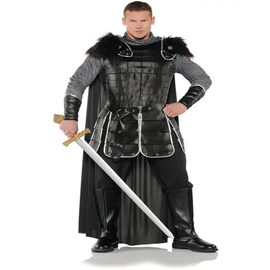 Men's Medieval King Of The North Black Knight Armor Costume {1}