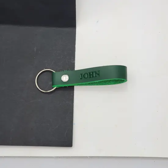 Blank Leather Keyrings 12 Pack &ndash; Pre-Cut Blanks with Hardware for Hot, Foil Stamping & Engraving Green {3}