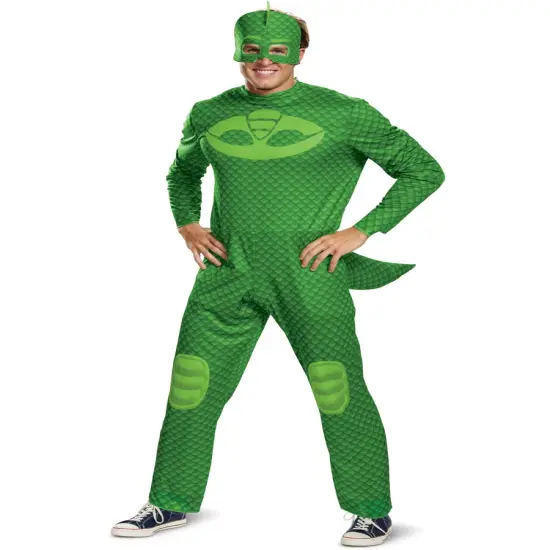 Mens Classic PJ Masks Gekko Superhero Suit Costume {1}