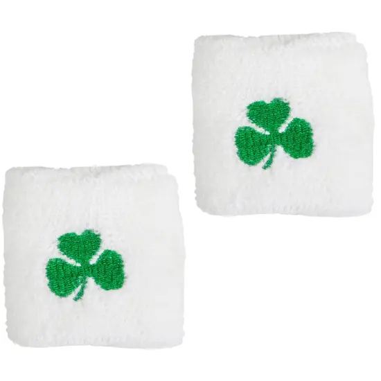 2 St. Patrick's Day White Irish Shamrock Wrist Bands {1}