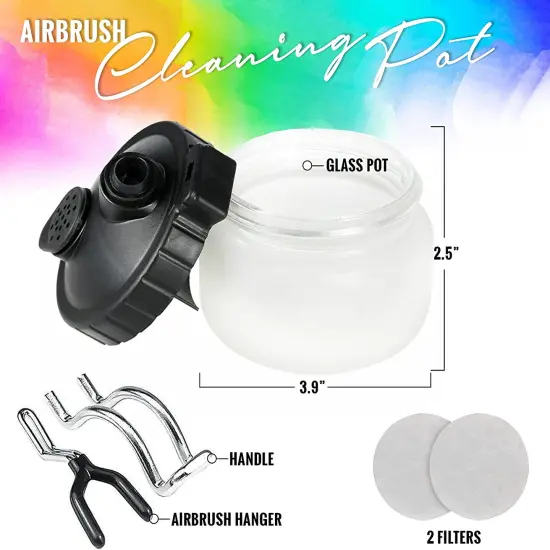 Pixiss Airbrush Cleaning Kit, Brush Cleaner Solution and Airbrush Cleaning Pot {3}