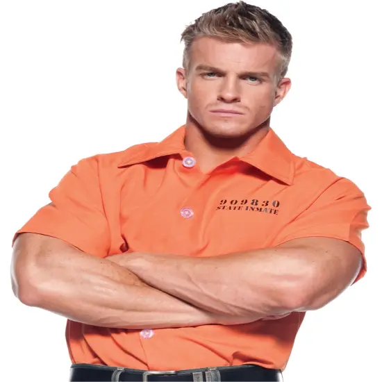 Men's Orange Prisoner Costume Shirt {1}