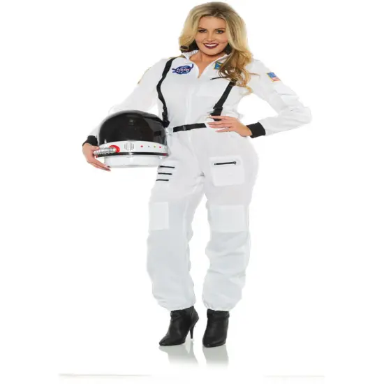 Women's White Astronaut Female Cut Jumpsuit Costume {1}