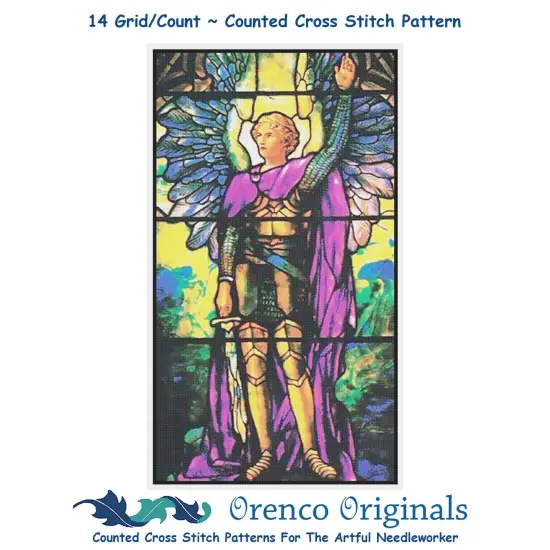 Arch Angel Michael Louis Comfort Tiffany Religious Counted Cross Stitch Pattern {1}