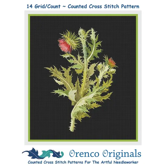 Nodding Thistle Plant by Mary Delany Counted Cross Stitch Pattern {1}