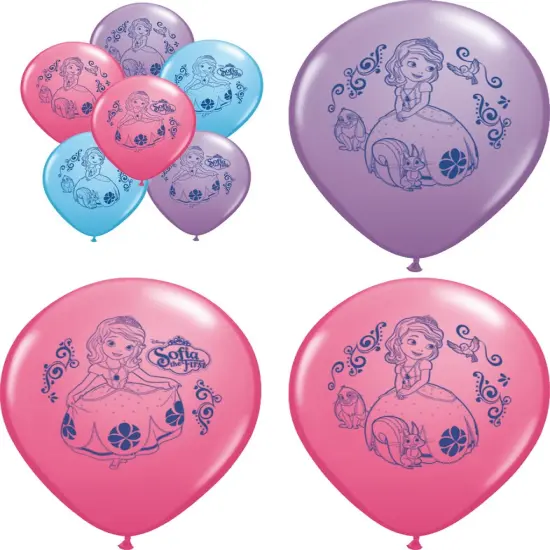 Set of 6 Sofia The First 12" Assorted Color Balloons {1}