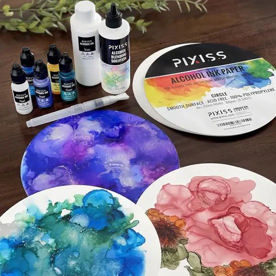 Pixiss Alcohol Ink Paper 25 Sheets Heavy Circle Paper 8" 203mm, 300gsm Cardstock {3}