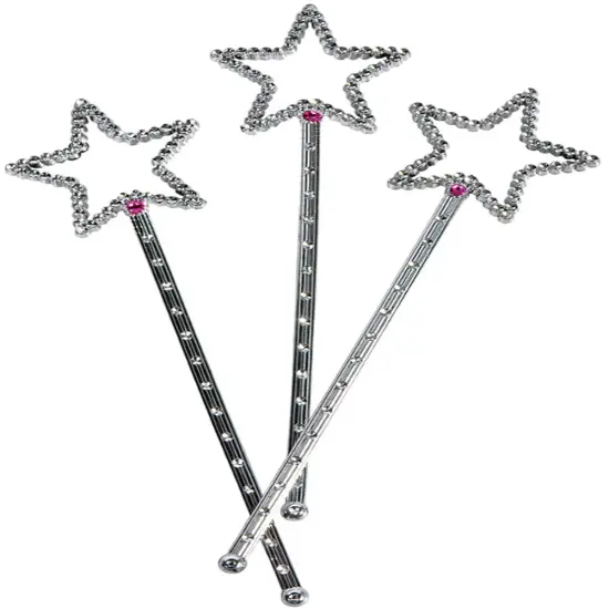 Dozen Fairy Princess Queen Silver Magic Star Wand Scepter Costume Accessory {1}