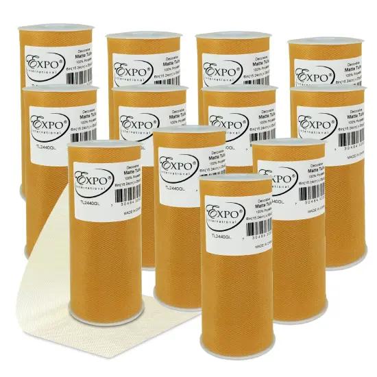 Pack of 12 Decorative Matte Tulle Spool of 6 Inch X 25 Yards Gold {1}