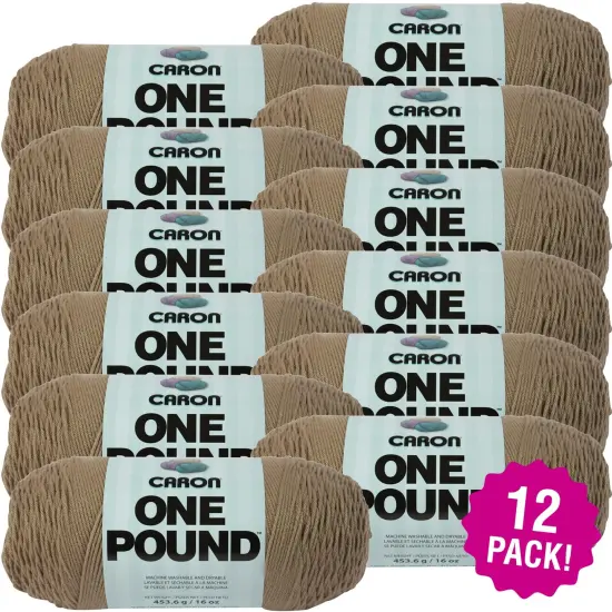 Multipack of 12 - Caron One Pound Yarn-Taupe {1}