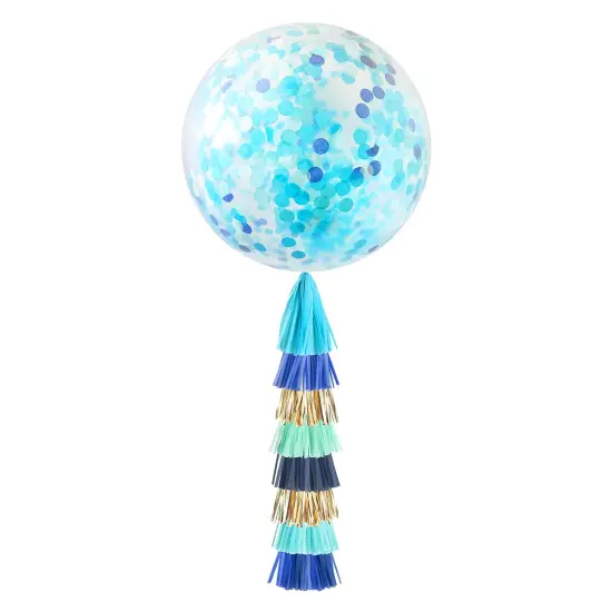 Jumbo Confetti Balloon & Tassel Tail - Blue Party {1}