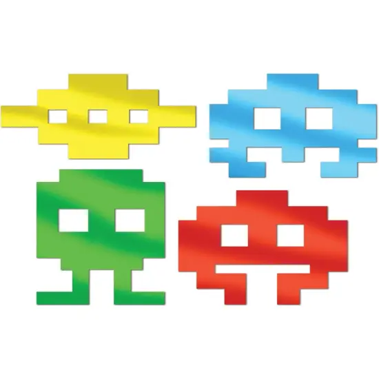 Set Of 80's Icon Metallic Silhouette Cutouts Party Decoration {1}