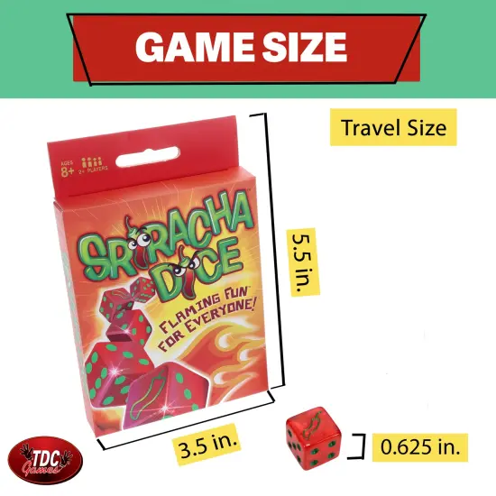 TDC Games Sriracha Dice Game - Flaming Fun for Everyone, Great for Party Favors, Family Games, Stocking Stuffer, Bar Games, Travel Games {4}