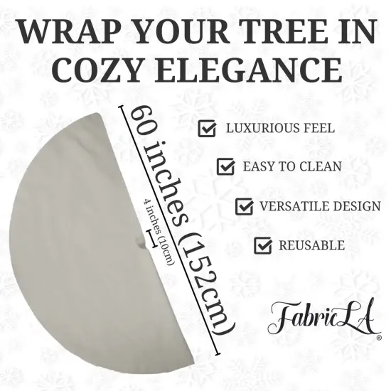 FabricLA 60" Platinum Gray Faux Fur Christmas Tree Skirt - Fluffy Plush Tree Skirt (152cm) for Holiday Decorations {3}