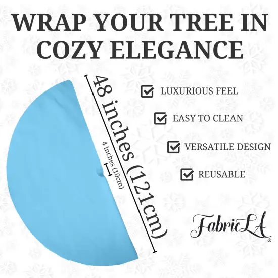 FabricLA 48" Baby Blue Faux Fur Christmas Tree Skirt - Fluffy Plush Tree Skirt (121cm) for Holiday Decorations {3}