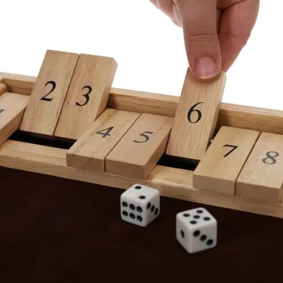 WE Games 12 Number Shut the Box Board Game, Natural Wood, 13.5 in. {2}