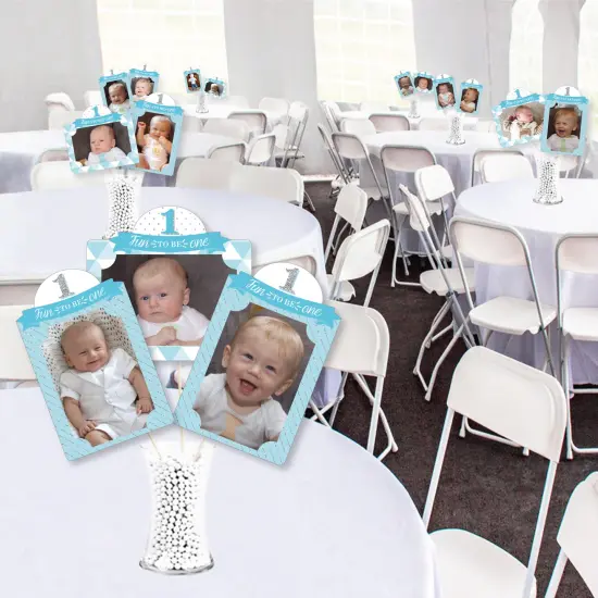 Big Dot of Happiness 1st Birthday Boy - Fun to be One - First Birthday Party Picture Centerpiece Sticks - Photo Table Toppers - 15 Pieces {4}