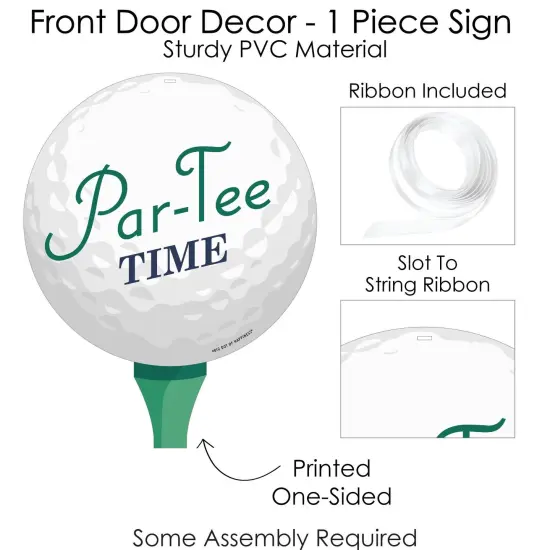 Big Dot of Happiness Par-Tee Time - Golf - Hanging Porch Birthday or Retirement Party Outdoor Decorations - Front Door Decor - 1 Piece Sign {6}