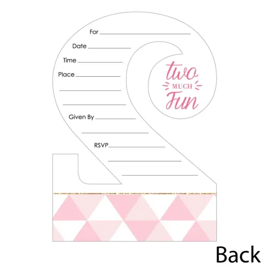 Big Dot of Happiness 2nd Birthday Girl - Too Much Fun - Shaped Fill-in Invitations - Second Birthday Party Invitation Cards with Envelopes - Set of 12 {4}