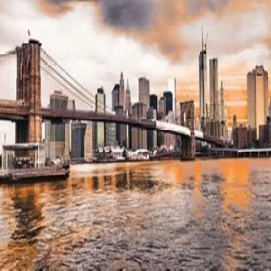 Brooklyn Bridge and Lower Manhattan at sunset, NYC Poster Print by Pangea Images - Item # VARPDX2AP3330 {2}