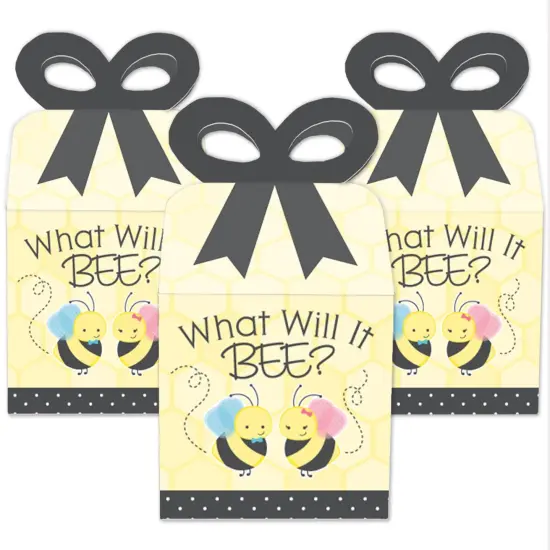 Big Dot of Happiness What Will It BEE? - Square Favor Gift Boxes - Gender Reveal Party Bow Boxes - Set of 12 {3}