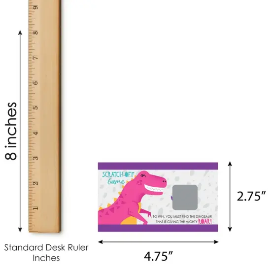 Big Dot of Happiness Roar Dinosaur Girl - Dino Mite T-Rex Baby Shower or Birthday Party Game Scratch Off Cards - 22 Count {7}