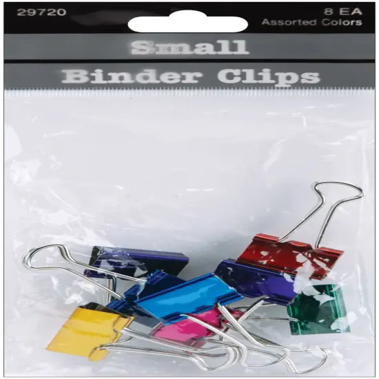 Baumgartens Small Binder Clips .75" 8/Pkg-Assorted Colors {1}