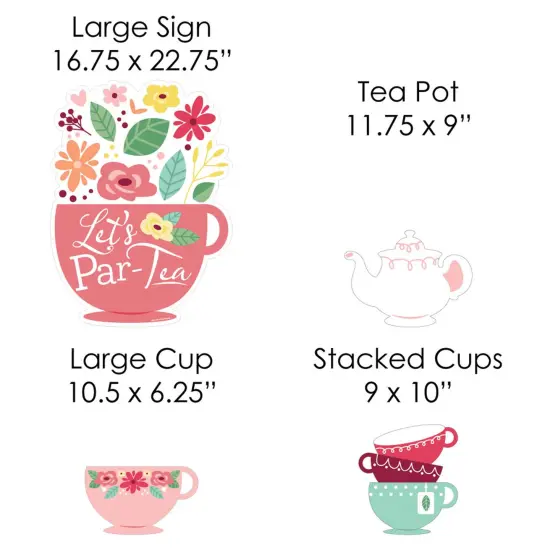 Big Dot of Happiness Floral Let's Par-Tea - Yard Sign and Outdoor Lawn Decorations - Garden Tea Party Yard Signs - Set of 8 {7}