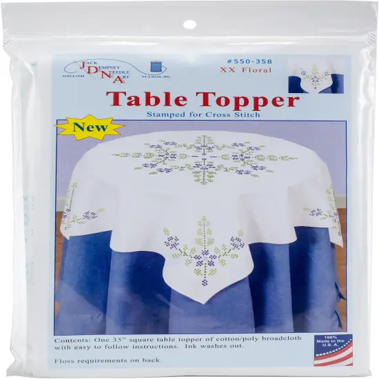 Jack Dempsey Stamped White Perle Edge Table Topper 35"X35"-XX Floral {1}