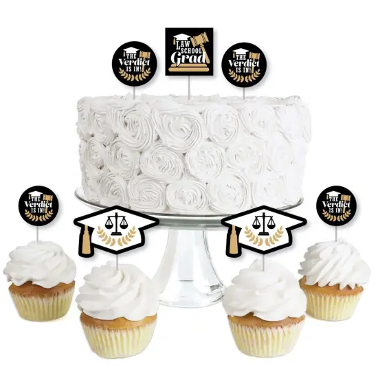 Big Dot of Happiness Law School Grad - Dessert Cupcake Toppers - Future Lawyer Graduation Party Clear Treat Picks - Set of 24 {1}