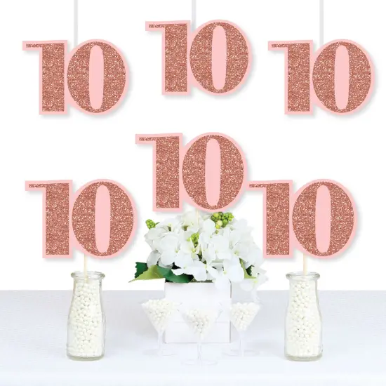 Big Dot of Happiness 10th Pink Rose Gold Birthday - Decorations DIY Happy Birthday Party Essentials - Set of 20 {1}