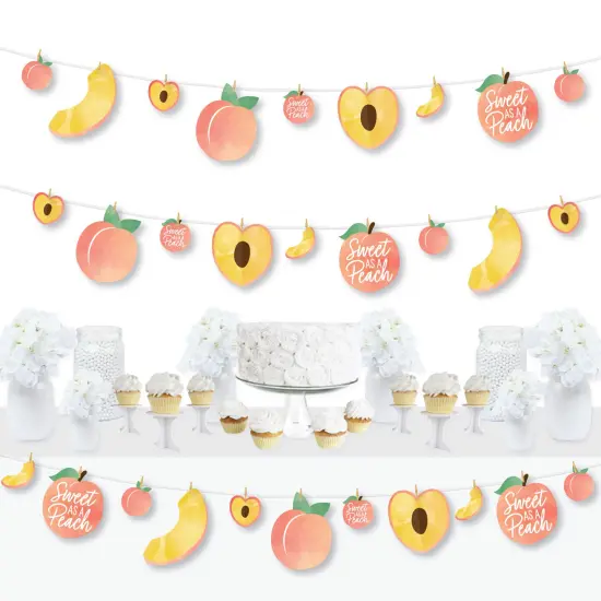 Big Dot of Happiness Sweet as a Peach - Fruit Themed Baby Shower or Birthday Party DIY Decorations - Clothespin Garland Banner - 44 Pieces {1}