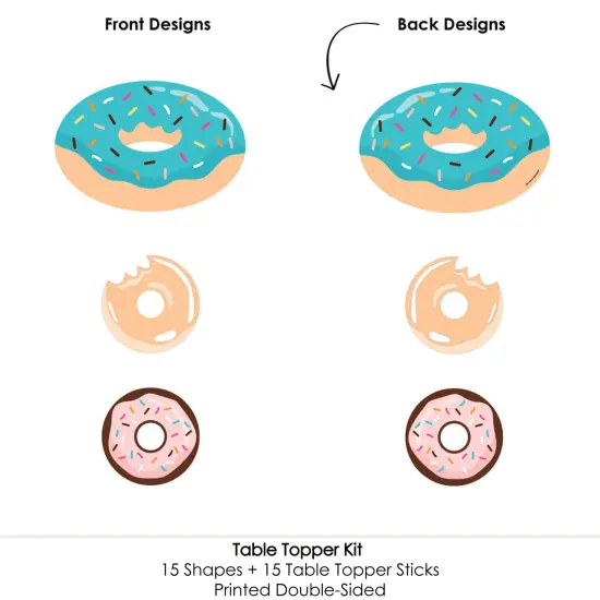 Big Dot of Happiness Donut Worry, Let's Party - Doughnut Party Centerpiece Sticks - Table Toppers - Set of 15 {6}