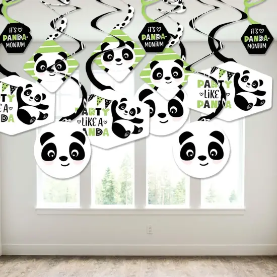 Big Dot of Happiness Party Like a Panda Bear - Baby Shower or Birthday Party Hanging Decor - Party Decoration Swirls - Set of 40 {4}