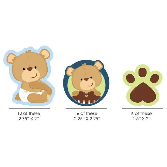 Big Dot of Happiness Baby Boy Teddy Bear - DIY Shaped Baby Shower Party Cut-Outs - 24 Count {3}