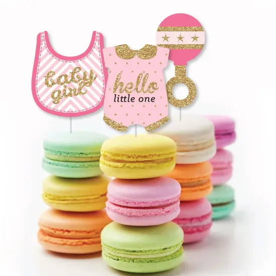Big Dot of Happiness Hello Little One - Pink and Gold - DIY Shaped Girl Baby Shower Party Cut-Outs - 24 Count {4}