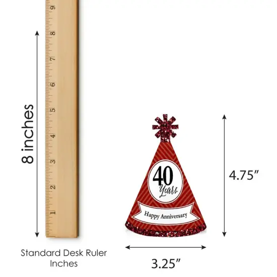 Big Dot of Happiness We Still Do - 40th Wedding Anniversary - Mini Cone Anniversary Party Hats - Small Little Party Hats - Set of 8 {7}