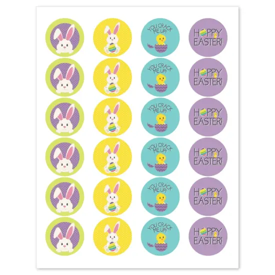 Big Dot of Happiness Hippity Hoppity - Assorted Easter Bunny Party Circle Sticker Labels - 24 Count {3}