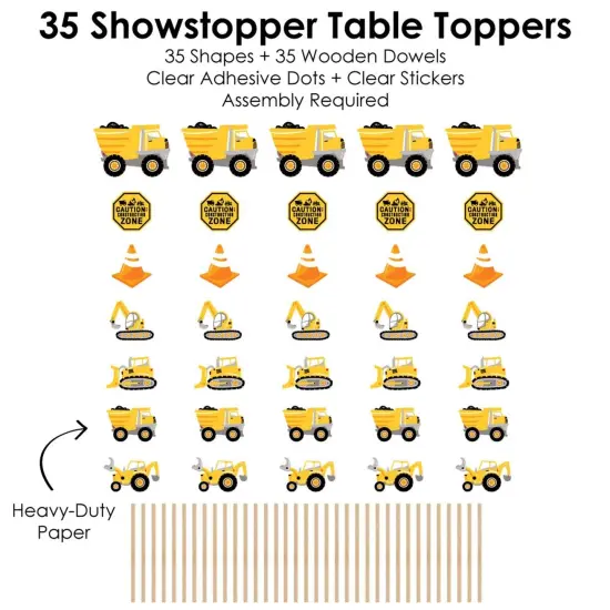 Big Dot of Happiness Dig It - Construction Party Zone - Baby Shower or Birthday Party Centerpiece Sticks - Showstopper Table Toppers - 35 Pieces {7}