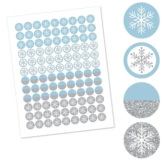 Big Dot of Happiness Winter Wonderland - Snowflake Party and Winter Wedding Round Candy Sticker Favors - Labels Fits Chocolate Candy (1 Sheet of 108) {3}