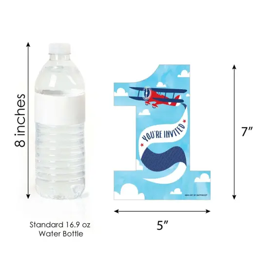 Big Dot of Happiness 1st Birthday Taking Flight - Airplane - Shaped Fill-in Invites - First Birthday Party Invitation Cards with Envelopes - Set of 12 {6}