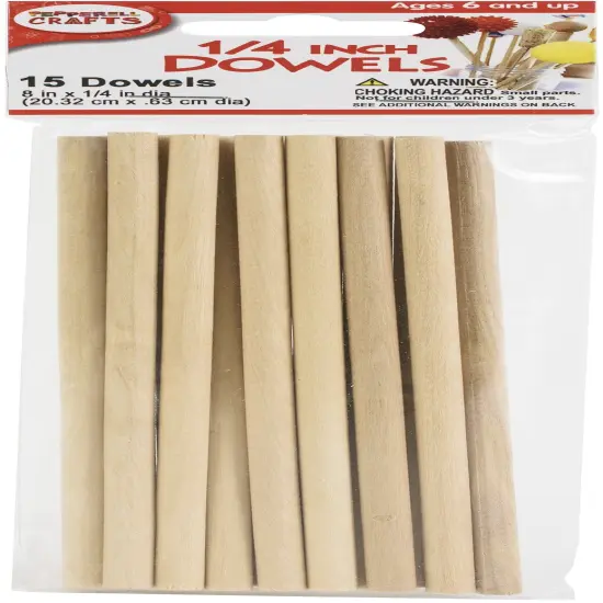 Pepperell Crafts Dowels 15/Pkg-0.25"X8" {1}