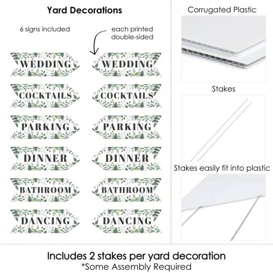 Big Dot of Happiness Boho Botanical Bride Wedding - Arrow Greenery Wedding Direction Signs - Double Sided Outdoor Yard Signs - Set of 6 {6}
