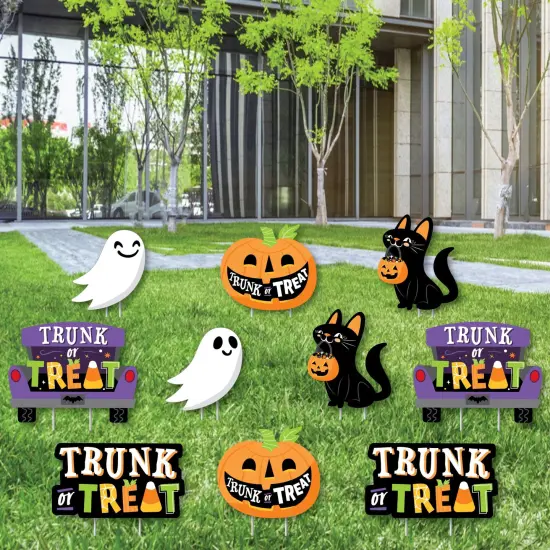 Big Dot of Happiness Trunk or Treat - Cat Pumpkin Trunk Lawn Decorations - Outdoor Halloween Car Parade Party Yard Decorations - 10 Piece {3}