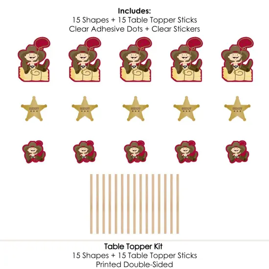 Big Dot of Happiness Little Cowboy - Western Baby Shower or Birthday Party Centerpiece Sticks - Table Toppers - Set of 15 {7}