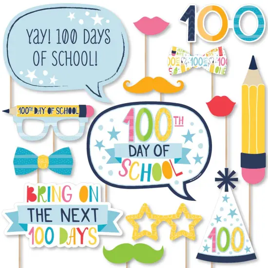 Big Dot of Happiness Happy 100th Day of School - 100 Days Party Photo Booth Props Kit - 20 Count {1}